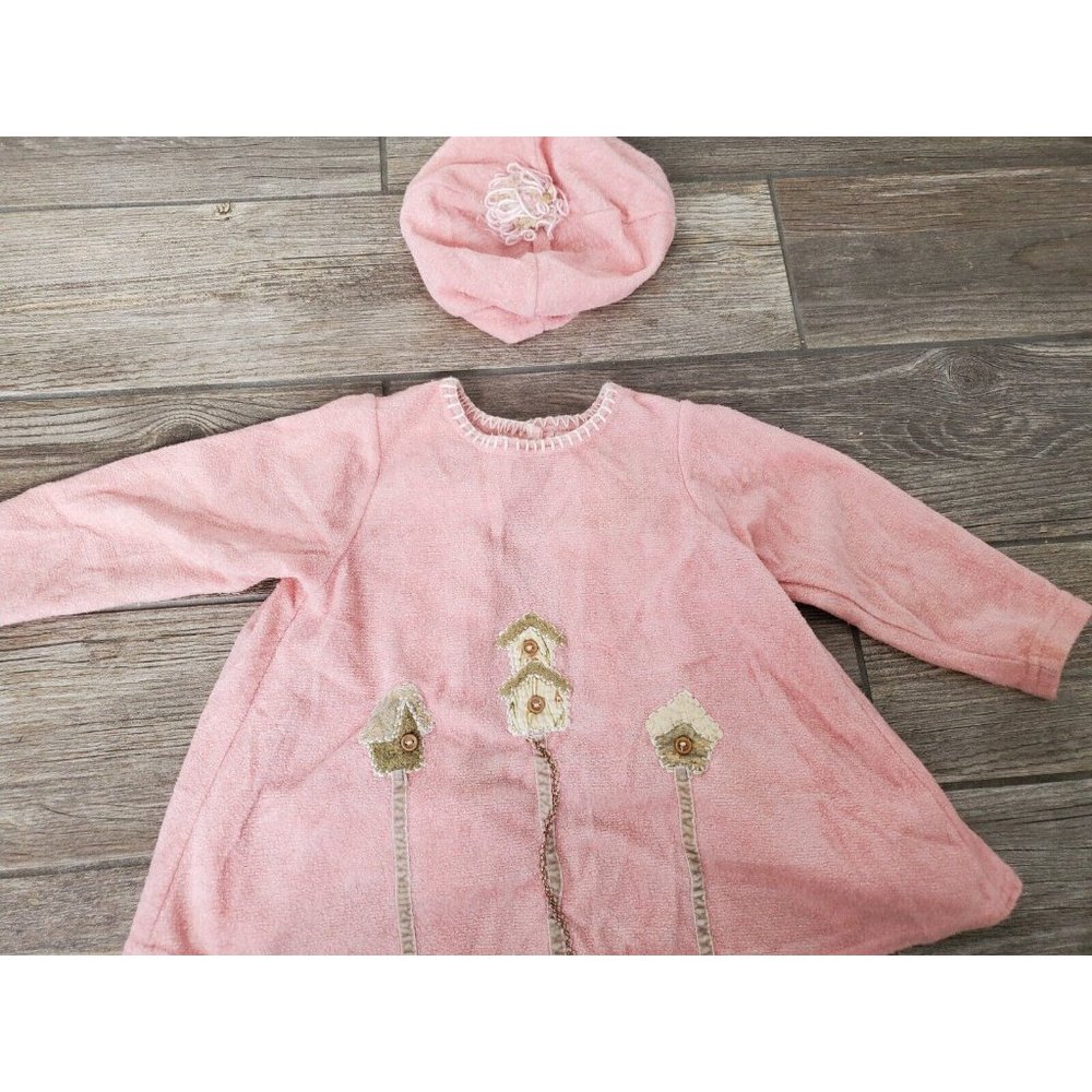 Cachcach Y2K Pink Chenille Dress With Matching Beret In 3T